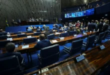 Vista do plenário do Senado durante sessão de votação.