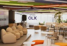 Logo da OLX com fundo colorido, representando investimento e inovação.