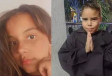 Crianças e familiares em Rio Verde se preparando para viagem.