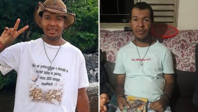 Cartazes de busca por Denilson Borges Oliveira espalhados em Trindade.