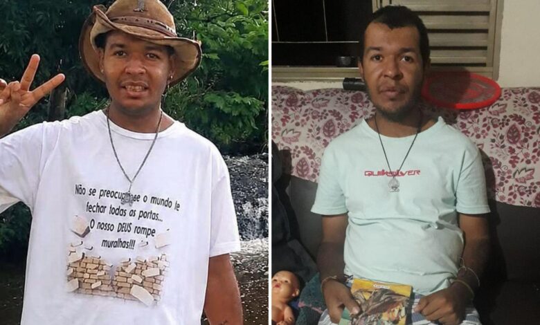 Cartazes de busca por Denilson Borges Oliveira espalhados em Trindade.