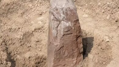 Pedra da Idade do Bronze com suposto rosto humano esculpido, encontrada em Alderney.