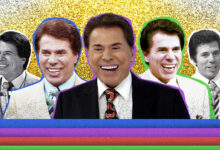 Silvio Santos em um estúdio de televisão.