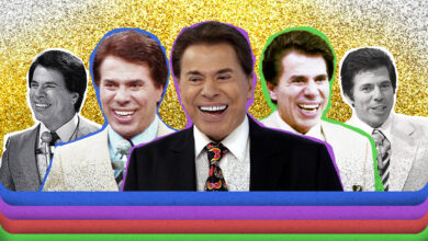 Silvio Santos em um estúdio de televisão.