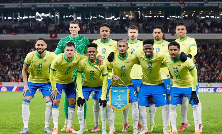 Jogadores da Seleção Brasileira durante treino em Nova Jersey.