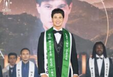 Fleniker Gomes com a faixa de Mister Eco International Latino 2026.