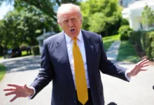 Donald Trump em coletiva de imprensa.