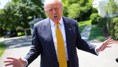 Donald Trump em coletiva de imprensa.