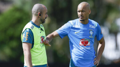Técnico Carlo Ancelotti durante treino da seleção brasileira.