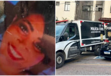 Policiais em frente ao Edifício Halley, local do crime em Belo Horizonte.