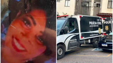 Policiais em frente ao Edifício Halley, local do crime em Belo Horizonte.