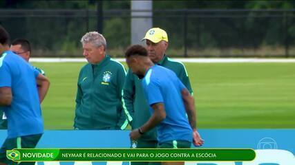 Neymar durante treino pela Seleção Brasileira.