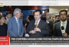 Ronaldo Caiado e Gilberto Kassab em evento político em Brasília.