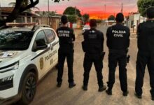 Policiais civis e penais do estado de Goiás em serviço.