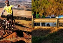 Local do acidente na GO-070 em Inhumas, onde um ciclista foi atropelado.