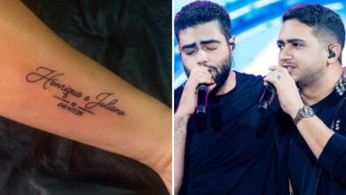 Tatuagem com data de show cancelado de Henrique e Juliano.