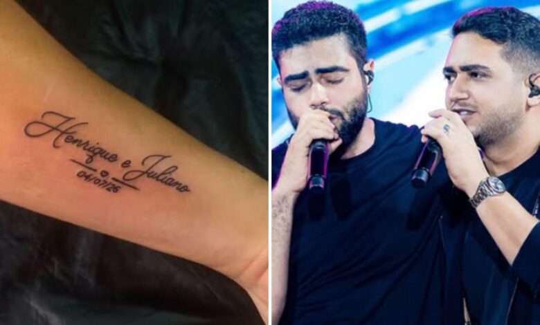 Tatuagem com data de show cancelado de Henrique e Juliano.