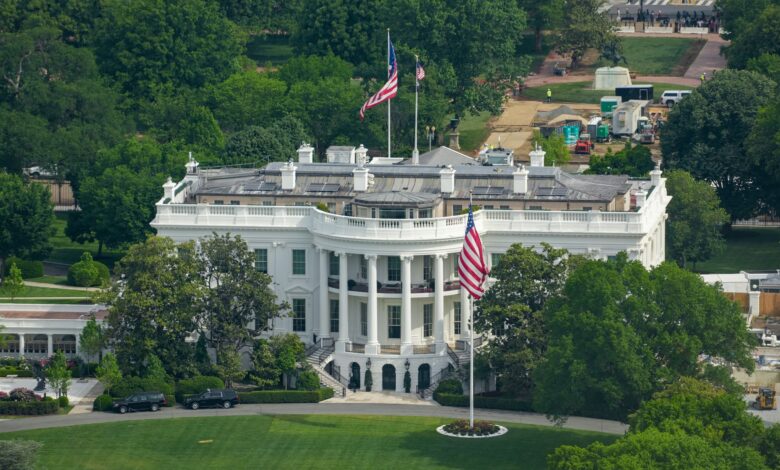 Vista aérea da Casa Branca em 2026.