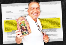 Mulher trans acusando empresário em Goiás.