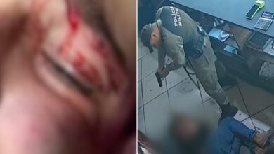 Imagem de um policial militar em serviço, representando o caso de agressão investigado.
