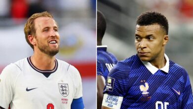 Jogadores da Inglaterra e França em campo durante a Copa do Mundo 2026.