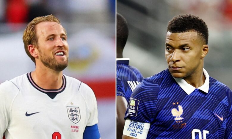 Jogadores da Inglaterra e França em campo durante a Copa do Mundo 2026.