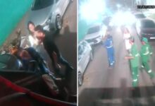 Motorista de caminhão de lixo em Goiânia após agressão.