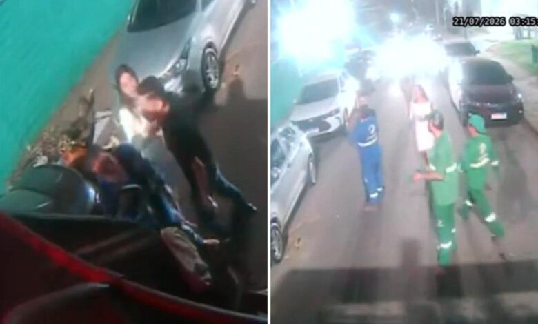 Motorista de caminhão de lixo em Goiânia após agressão.