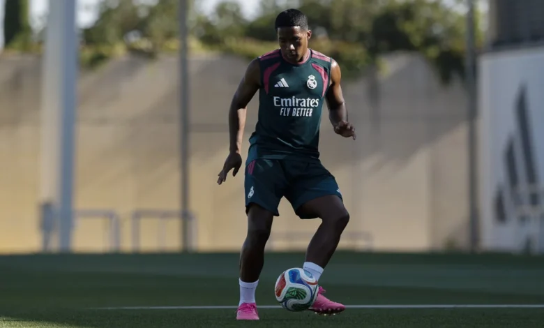 Endrick em treino no Real Madrid.