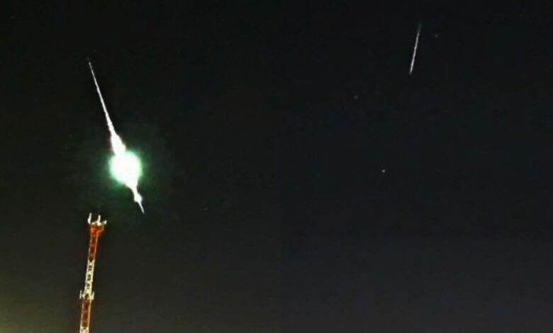 Céu de Goiânia iluminado por chuva de meteoros registrada por astrofotógrafo.