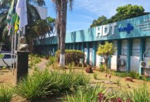Fachada do Hospital de Doenças Tropicais em Goiânia.