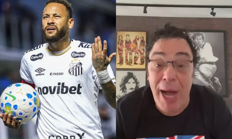 Neymar Jr. em campo, vestindo a camisa do Santos.