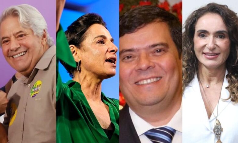 Candidatos a vice-governador em Goiás: Luiz do Carmo, Ana Paula Rezende, Carlos Mundim e Jacqueline Zaiden.
