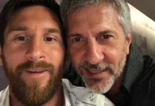 Lionel Messi ao lado de seu pai, Jorge Horácio.