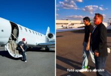 Zé Felipe e Leonardo em frente ao jato Cessna Citation Sovereign.