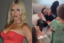 Virginia Fonseca com Zé Felipe e os filhos entregando presentes no Dia dos Pais.