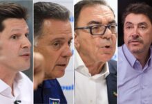 Candidatos ao governo de Goiás em eventos de campanha.