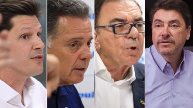 Candidatos ao governo de Goiás em eventos de campanha.