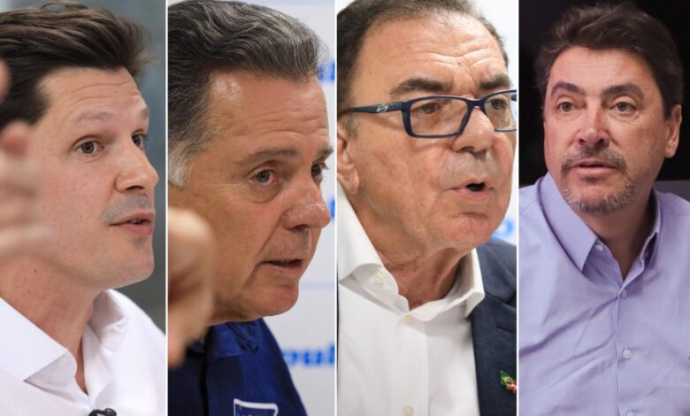 Candidatos ao governo de Goiás em eventos de campanha.
