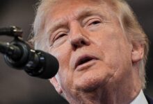 Donald Trump em discurso.