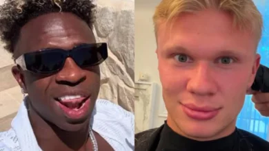 Erling Haaland com novo corte de cabelo curto.