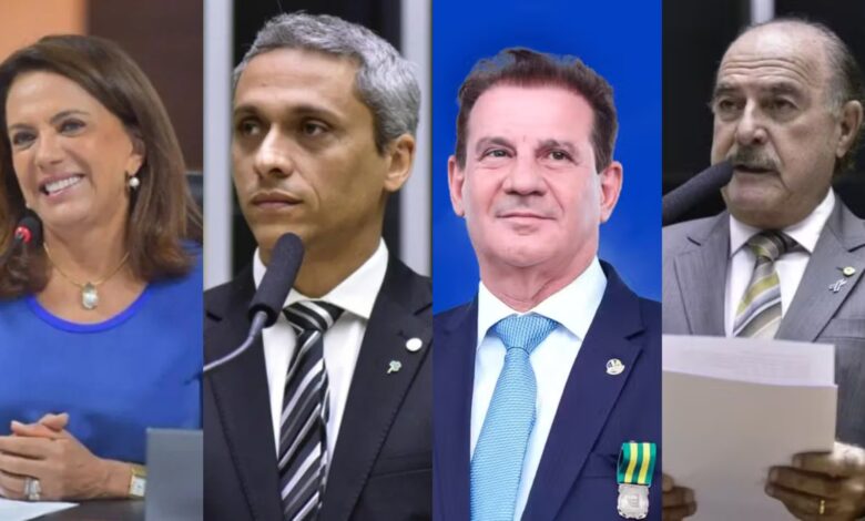Gracinha Caiado, Gustavo Gayer, Vanderlan Cardoso e Zacharias Calil em disputa ao Senado.
