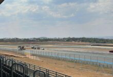 Vista aérea do Autódromo Internacional Ayrton Senna, em Goiânia, com obras em andamento.