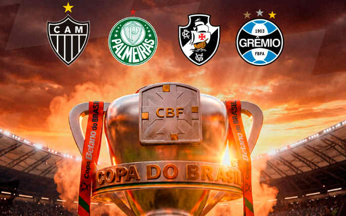 Imagem de jogadores de futebol em campo durante partida da Copa do Brasil.