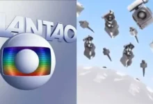 Vinheta do Plantão da Globo na tela de uma televisão.