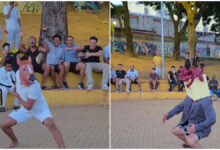 Grupo de jovens participando de um campeonato de 'farmar aura'.