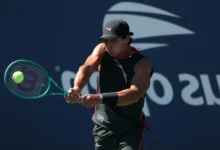 Guto Miguel jogando tênis no US Open Junior 2026.