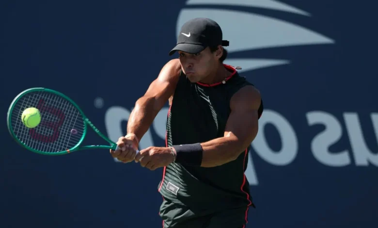 Guto Miguel jogando tênis no US Open Junior 2026.