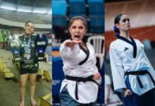 Atleta Gabriela Gomide durante partida de handebol.
