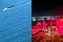 Bombeiros em operação de busca no Lago das Brisas, Buriti Alegre.